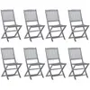Image de Chaises Pliables D'extérieur Lot De 8 Et Coussins Bois D'acacia Vidaxl