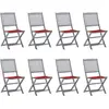 Image de Chaises Pliables D'extérieur Lot De 8 Et Coussins Bois D'acacia Vidaxl