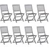 Image de Chaises Pliables D'extérieur Lot De 8 Et Coussins Bois D'acacia Vidaxl