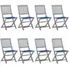 Image de Chaises Pliables D'extérieur Lot De 8 Et Coussins Bois D'acacia Vidaxl