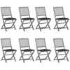 Image de Chaises Pliables D'extérieur Lot De 8 Et Coussins Bois D'acacia Vidaxl
