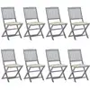 Image de Chaises Pliables D'extérieur Lot De 8 Et Coussins Bois D'acacia Vidaxl