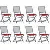 Image de Chaises Pliables D'extérieur Lot De 8 Et Coussins Bois D'acacia Vidaxl