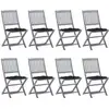 Image de Chaises Pliables D'extérieur Lot De 8 Et Coussins Bois D'acacia Vidaxl