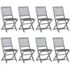 Image de Chaises Pliables D'extérieur Lot De 8 Et Coussins Bois D'acacia Vidaxl
