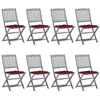 Image de Chaises Pliables D'extérieur Lot De 8 Et Coussins Bois D'acacia Vidaxl