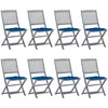 Image de Chaises Pliables D'extérieur Lot De 8 Et Coussins Bois D'acacia Vidaxl