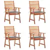 Image de Chaises À Manger D'extérieur Lot De 4 Et Coussins Acacia Massif Vidaxl