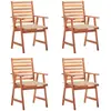 Image de Chaises À Manger D'extérieur Lot De 4 Et Coussins Acacia Massif Vidaxl