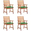 Image de Chaises À Manger D'extérieur Lot De 4 Et Coussins Acacia Massif Vidaxl