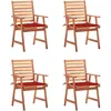 Image de Chaises À Manger D'extérieur Lot De 4 Et Coussins Acacia Massif Vidaxl
