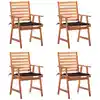Image de Chaises À Manger D'extérieur Lot De 4 Et Coussins Acacia Massif Vidaxl