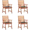 Image de Chaises À Manger D'extérieur Lot De 4 Et Coussins Acacia Massif Vidaxl