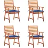 Image de Chaises À Manger D'extérieur Lot De 4 Et Coussins Acacia Massif Vidaxl
