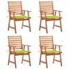 Image de Chaises À Manger D'extérieur Lot De 4 Et Coussins Acacia Massif Vidaxl