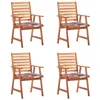 Image de Chaises À Manger D'extérieur Lot De 4 Et Coussins Acacia Massif Vidaxl