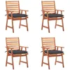 Image de Chaises À Manger D'extérieur Lot De 4 Et Coussins Acacia Massif Vidaxl