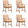 Image de Chaises À Manger D'extérieur Lot De 4 Et Coussins Acacia Massif Vidaxl