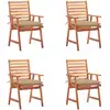 Image de Chaises À Manger D'extérieur Lot De 4 Et Coussins Acacia Massif Vidaxl