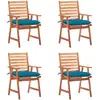 Image de Chaises À Manger D'extérieur Lot De 4 Et Coussins Acacia Massif Vidaxl