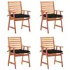 Image de Chaises À Manger D'extérieur Lot De 4 Et Coussins Acacia Massif Vidaxl