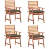 Image de Chaises À Manger D'extérieur Lot De 4 Et Coussins Acacia Massif Vidaxl