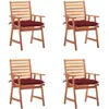 Image de Chaises À Manger D'extérieur Lot De 4 Et Coussins Acacia Massif Vidaxl