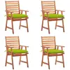 Image de Chaises À Manger D'extérieur Lot De 4 Et Coussins Acacia Massif Vidaxl