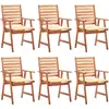 Image de Chaises À Manger D'extérieur Lot De 6 Et Coussins Acacia Massif Vidaxl