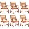 Image de Chaises À Manger D'extérieur Lot De 6 Et Coussins Acacia Massif Vidaxl