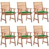 Image de Chaises À Manger D'extérieur Lot De 6 Et Coussins Acacia Massif Vidaxl