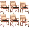 Image de Chaises À Manger D'extérieur Lot De 6 Et Coussins Acacia Massif Vidaxl