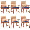 Image de Chaises À Manger D'extérieur Lot De 6 Et Coussins Acacia Massif Vidaxl