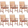 Image de Chaises À Manger D'extérieur Lot De 6 Et Coussins Acacia Massif Vidaxl