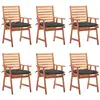 Image de Chaises À Manger D'extérieur Lot De 6 Et Coussins Acacia Massif Vidaxl