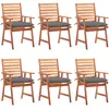 Image de Chaises À Manger D'extérieur Lot De 6 Et Coussins Acacia Massif Vidaxl