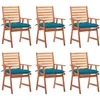 Image de Chaises À Manger D'extérieur Lot De 6 Et Coussins Acacia Massif Vidaxl