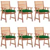 Image de Chaises À Manger D'extérieur Lot De 6 Et Coussins Acacia Massif Vidaxl