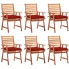 Image de Chaises À Manger D'extérieur Lot De 6 Et Coussins Acacia Massif Vidaxl