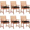 Image de Chaises À Manger D'extérieur Lot De 6 Et Coussins Acacia Massif Vidaxl