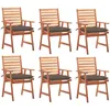 Image de Chaises À Manger D'extérieur Lot De 6 Et Coussins Acacia Massif Vidaxl