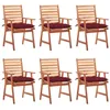 Image de Chaises À Manger D'extérieur Lot De 6 Et Coussins Acacia Massif Vidaxl
