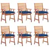 Image de Chaises À Manger D'extérieur Lot De 6 Et Coussins Acacia Massif Vidaxl