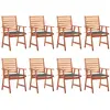 Image de Chaises À Manger D'extérieur Lot De 8 Et Coussins Acacia Massif Vidaxl