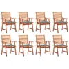 Image de Chaises À Manger D'extérieur Lot De 8 Et Coussins Acacia Massif Vidaxl