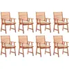 Image de Chaises À Manger D'extérieur Lot De 8 Et Coussins Acacia Massif Vidaxl