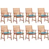 Image de Chaises À Manger D'extérieur Lot De 8 Et Coussins Acacia Massif Vidaxl