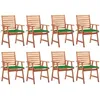 Image de Chaises À Manger D'extérieur Lot De 8 Et Coussins Acacia Massif Vidaxl