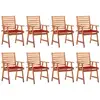 Image de Chaises À Manger D'extérieur Lot De 8 Et Coussins Acacia Massif Vidaxl