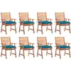 Image de Chaises À Manger D'extérieur Lot De 8 Et Coussins Acacia Massif Vidaxl